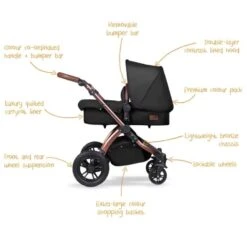 Ickle Bubba Stomp V4 All In One I-Size Isofix Travel System – Midnight Bronze -Baby Supplies ickle bubba stroller midnight bronze with descriptions