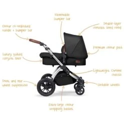 Ickle Bubba Stomp V4 All In One Isofix Travel System – Midnight Chrome -Baby Supplies ickle bubba stroller midnight chrome pram and writing