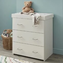 Babymore Caro 2 Piece Nursery Set – White Wash -Baby Supplies io90