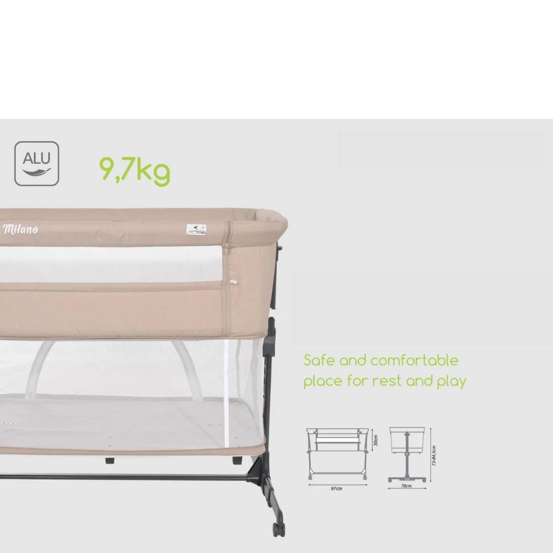 Lorelli Milano Bedside Crib/ Playpen – Beige 4 Lorelli Milano Bedside Crib/ Playpen – Beige - Image 2