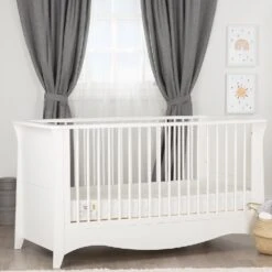 CuddleCo Clara 3 Piece Nursery Set With Mattress – White -Baby Supplies mkui9