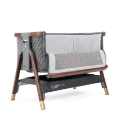 Tutti Bambini CoZee Luxe Bedside Crib – Walnut/Slate -Baby Supplies mlmlm