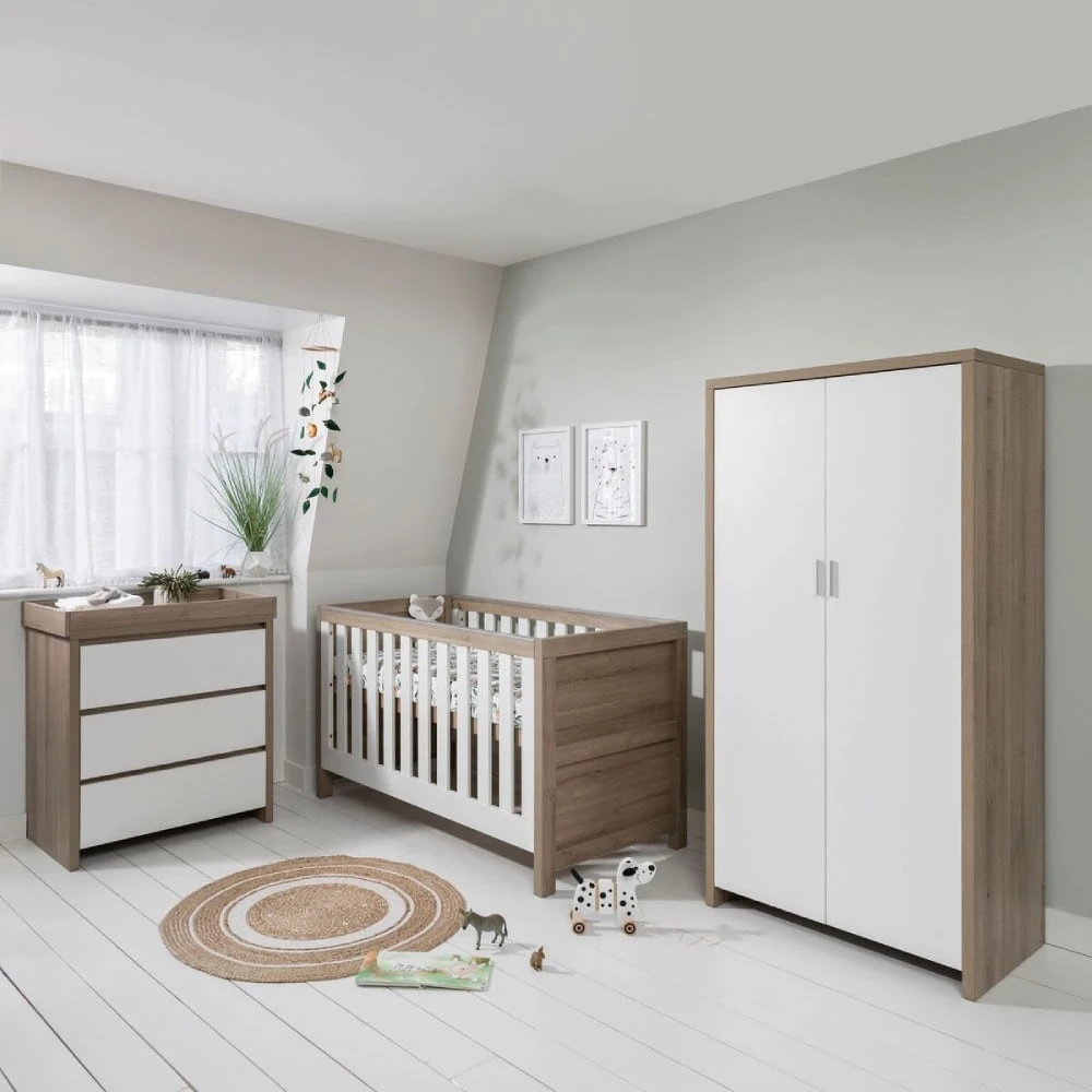Tutti Bambini Modena 5 Piece Nursery Room Set With 3 X Shelves -White/Oak 3 Tutti Bambini Modena 5 Piece Nursery Room Set With 3 X Shelves -White/Oak