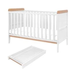 Tutti Bambini Napoli 6 Piece Nursery Room Set/Shelves/Mattress – White/Oak -Baby Supplies napoli cot bed white
