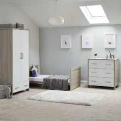 Obaby Nika Mini 3 Piece Nursery Room Set/Under Drawer – Grey Wash/White -Baby Supplies obaby nika 3 piece toddler set