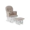 Obaby Reclining Glider Chair And Stool – White With Sand Cushions -Baby Supplies obaby reclining glider chair white and sand scaled 1