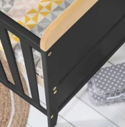 Tutti Bambini Rio 7 Piece Nursery Room Set With Shelves/Toy Box/Mattress – Slate Grey/Oak -Baby Supplies rio cot bed slate grey oak close up scaled 1 2