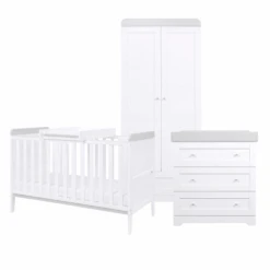 Tutti Bambini Rio Newborn 6 Piece Nursery Room Set Bundle – White/Dove Grey -Baby Supplies rio 3pc white dove grey 2