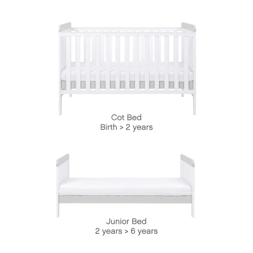 Tutti Bambini Rio 6 Piece Nursery Room Set With Shelves/Mattress – White/Dove Grey 7 Tutti Bambini Rio 6 Piece Nursery Room Set With Shelves/Mattress – White/Dove Grey - Image 5