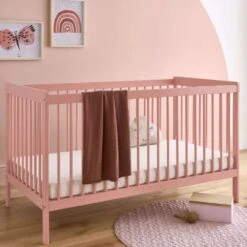 CuddleCo Nola Cot Bed And Clothing Rail – Soft Blush -Baby Supplies ry5