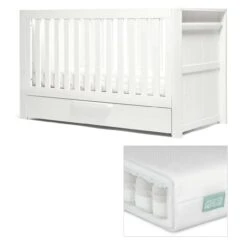 Mamas & Papas Franklin White Wash Cotbed With Premium Pocket Spring Mattress
