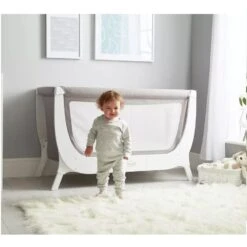 Shnuggle® Shnuggle Air Bedside Crib Bundle – Dove Grey -Baby Supplies shnuggle bedside crib conversion kit 4 1