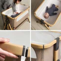 Silver Cross Lunar Bedside Crib – Oatmeal -Baby Supplies silver cross lunar bedside crib oatmeal 4