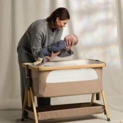 Silver Cross Seville 3+3 Piece Ultimate Newborn Room Set Bundle – Cashmere/Oak -Baby Supplies silver cross lunar bedside crib oatmeal 6 1