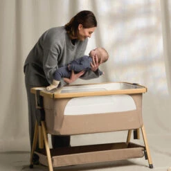 Silver Cross Lunar Bedside Crib – Oatmeal -Baby Supplies silver cross lunar bedside crib oatmeal 6
