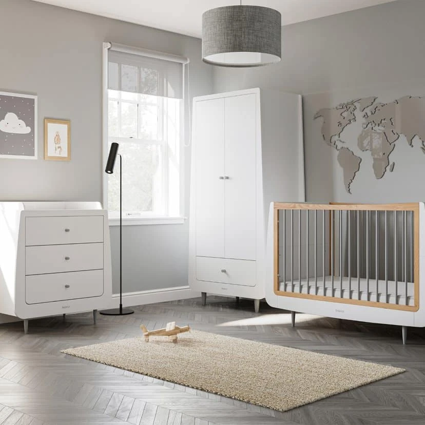 SnuzKot Skandi 5 Piece Nursery Room Set Bundle – White With Grey 3 SnuzKot Skandi 5 Piece Nursery Room Set Bundle – White With Grey