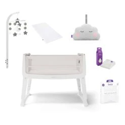SnuzPod Studio Bedside Crib Bundle – Paris White