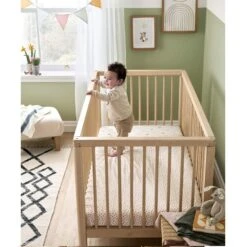 Mamas & Papas Solo Cot Bed And Dualtech Pocket Sprung Mattress β Natural