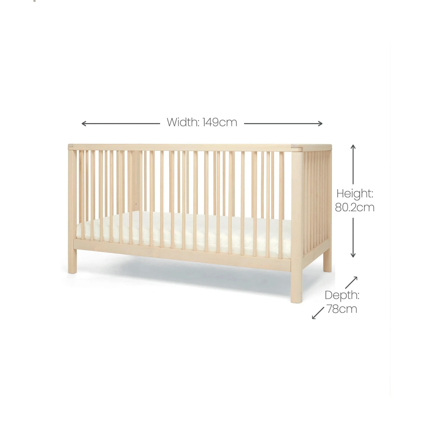 Mamas & Papas Solo Cot Bed And Dualtech Pocket Sprung Mattress – Natural 6 Mamas & Papas Solo Cot Bed And Dualtech Pocket Sprung Mattress – Natural - Image 4