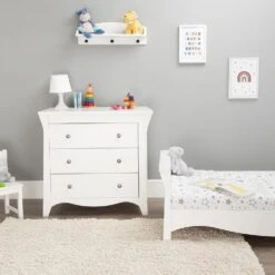 CuddleCo Clara 3 Piece Nursery Set With Mattress – White -Baby Supplies tu86