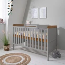 Tutti Bambini Rio 5 Piece Nursery Room Set With Toy Box- Dove Grey/Oak -Baby Supplies tutti bambini rio cot bed dove grey oak