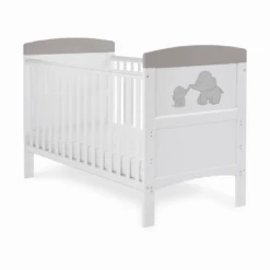 Obaby Me & Mini Me Grey Elephants Grace Inspire Cot Bed