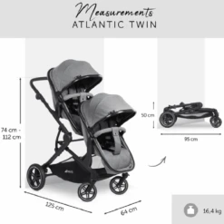 Hauck Melange Grey Atlantic Twin Stroller With 2 X Car Seats -Baby Supplies vbvbvnvn