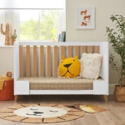 Tutti Bambini Fika Mini Cot Bed – White/Light Oak -Baby Supplies vdgry 1 1