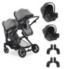Hauck Melange Grey Atlantic Twin Stroller With 2 X Car Seats