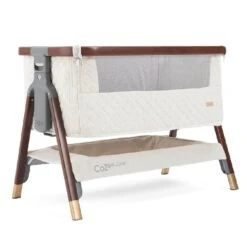Tutti Bambini CoZee Luxe Bedside Crib – Walnut/Cream -Baby Supplies vmhkiy