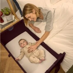 SnuzPod Studio Bedside Crib With Mattress Rome Burgundy -Baby Supplies vsge6