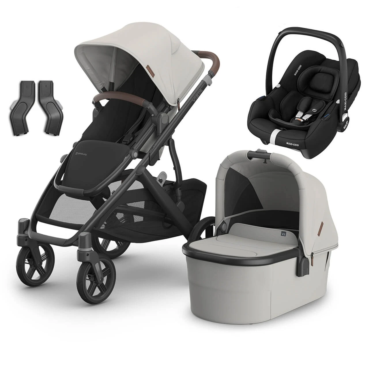 UPPAbaby VISTA V3 Travel System Savannah + Maxi Cosi Cabriofix + Optional Base 3 UPPAbaby VISTA V3 Travel System Savannah + Maxi Cosi Cabriofix + Optional Base