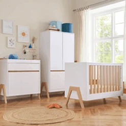 Tutti Bambini Fuori 4in1 3 Piece Nursery Room Set β White/Light Oak
